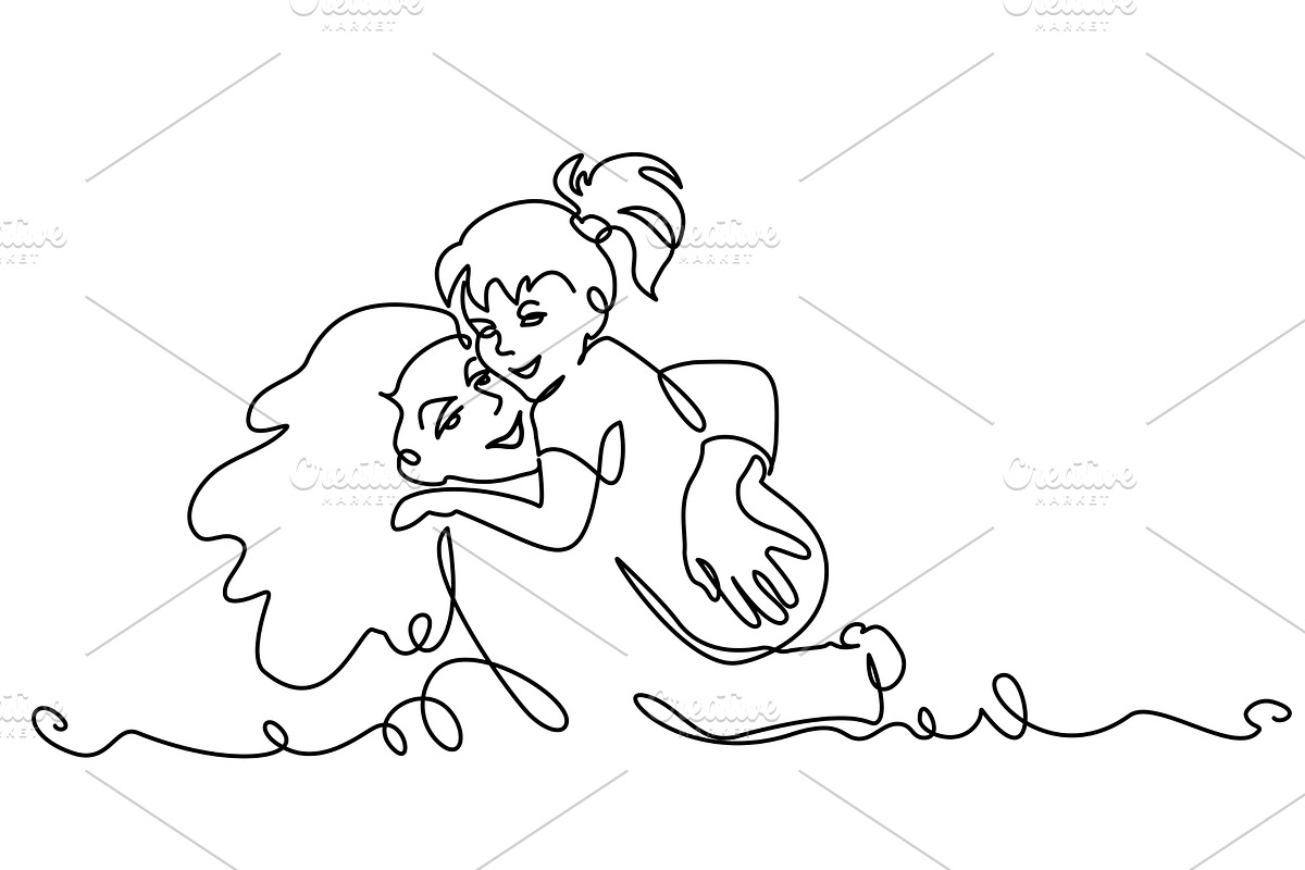 Happy Mothers day card. Continuous, a Person Illustration by Valenty