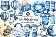 Navy Sky Blue Baby Nursery Clipart, an Illustration by SinaCreation (Thumbnail 1 of 5)