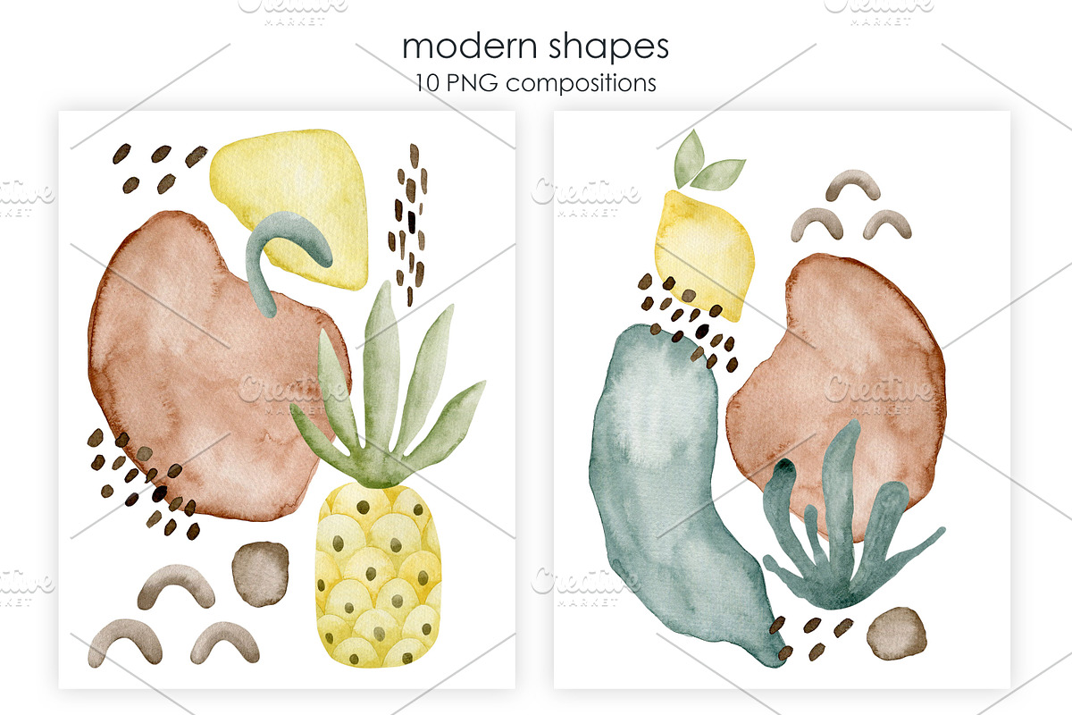 Watercolor Modern Summer Collection., a Decorative Illustration by Kira Konoshenko (Photo 11 of 17)