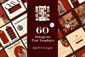 Energetic Instagram Post Templates, a Social Media Template by Coco Bloom