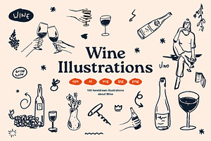 Wine vector Illustrations, a Food Illustration by dicreate