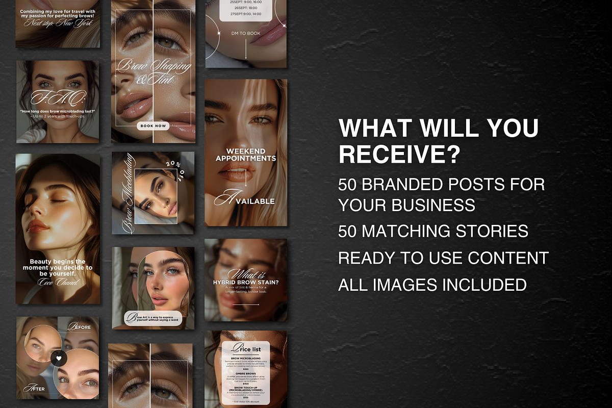 Instagram Templates for Brows, a Social Media Template by DesignsbyMariaStudio (Photo 2 of 10)