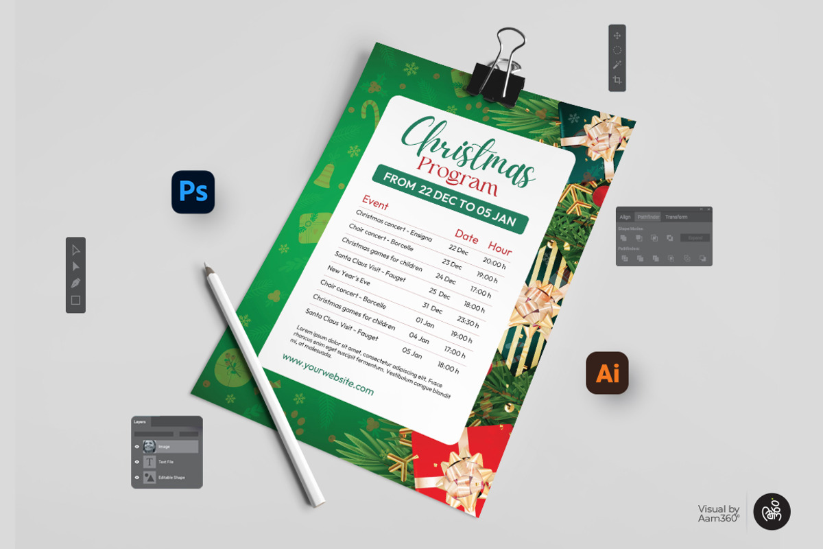 Christmas Program Schedule Flyer, a Flyer Template by Aam360 (Photo 3 of 3)