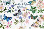 watercolor butterfly wildflower set, a Decorative Illustration by Patishop Art (Thumbnail 1 of 6)