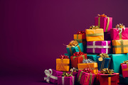 86 Gift boxes with ribbons and bows, a Holiday Photo by Handmadefont (Thumbnail 41 of 90)