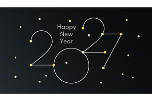 2027 Happy New Year white and golden