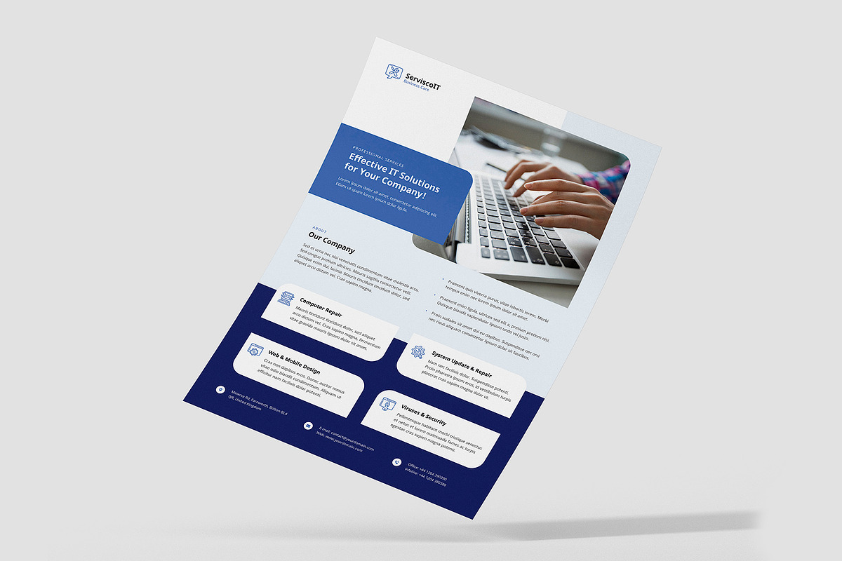 IT Services Flyer Canva Template, a Brochure Template by artbart (Photo 4 of 9)
