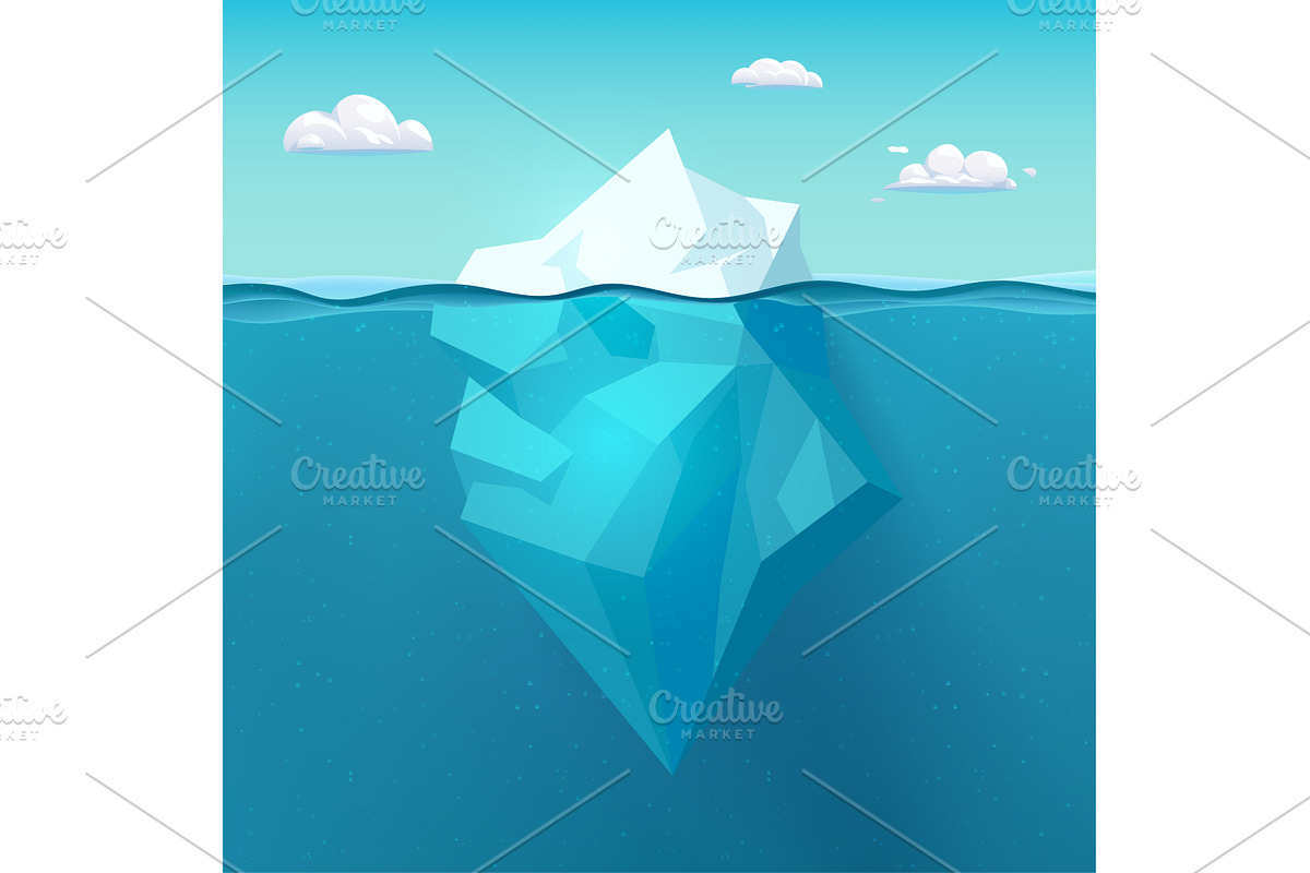 big iceberg at sunny day cartoon, an Illustration by IfH