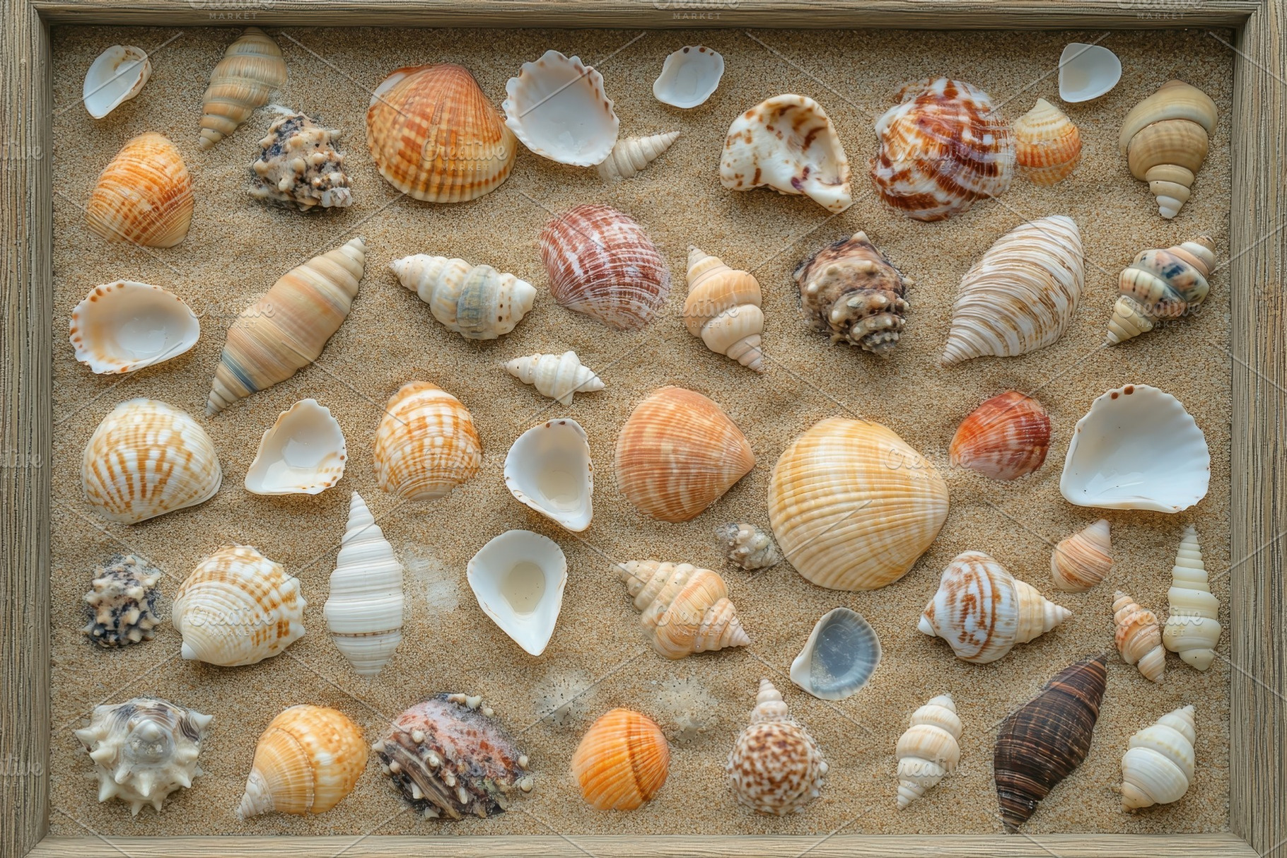 Memory frame adorned with seashells, a Photo by Pavel_design