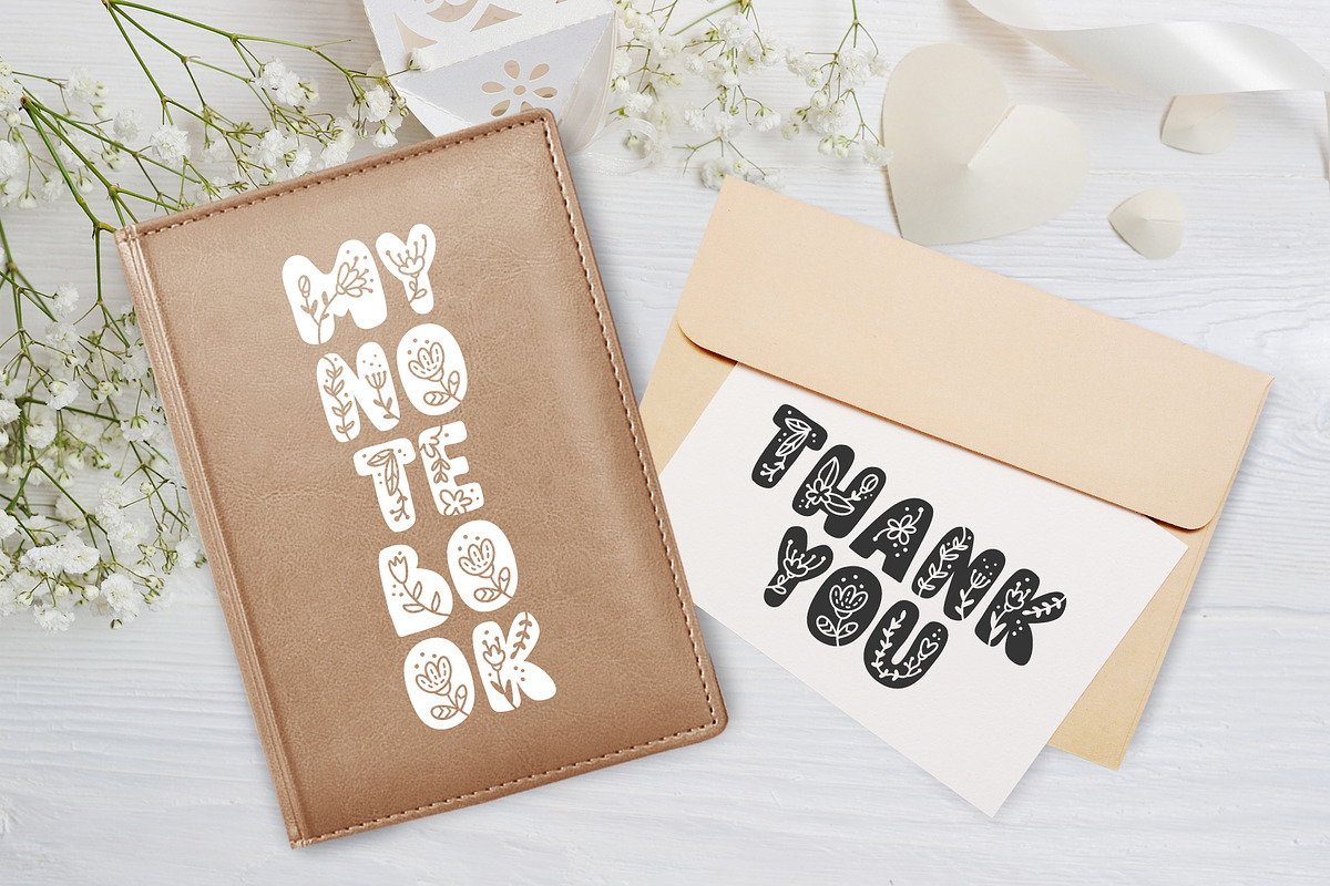 Flower Hand Drawn display Font, a Script Font by Happy Letters (Photo 10 of 10)