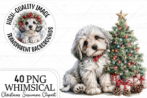 Whimsical Christmas Dog Clipart PNG, a Seasonal Illustration by Canvas Craft