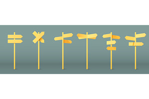 Wooden arrow sign posts set isolated, an Object Illustration by art PVP - market