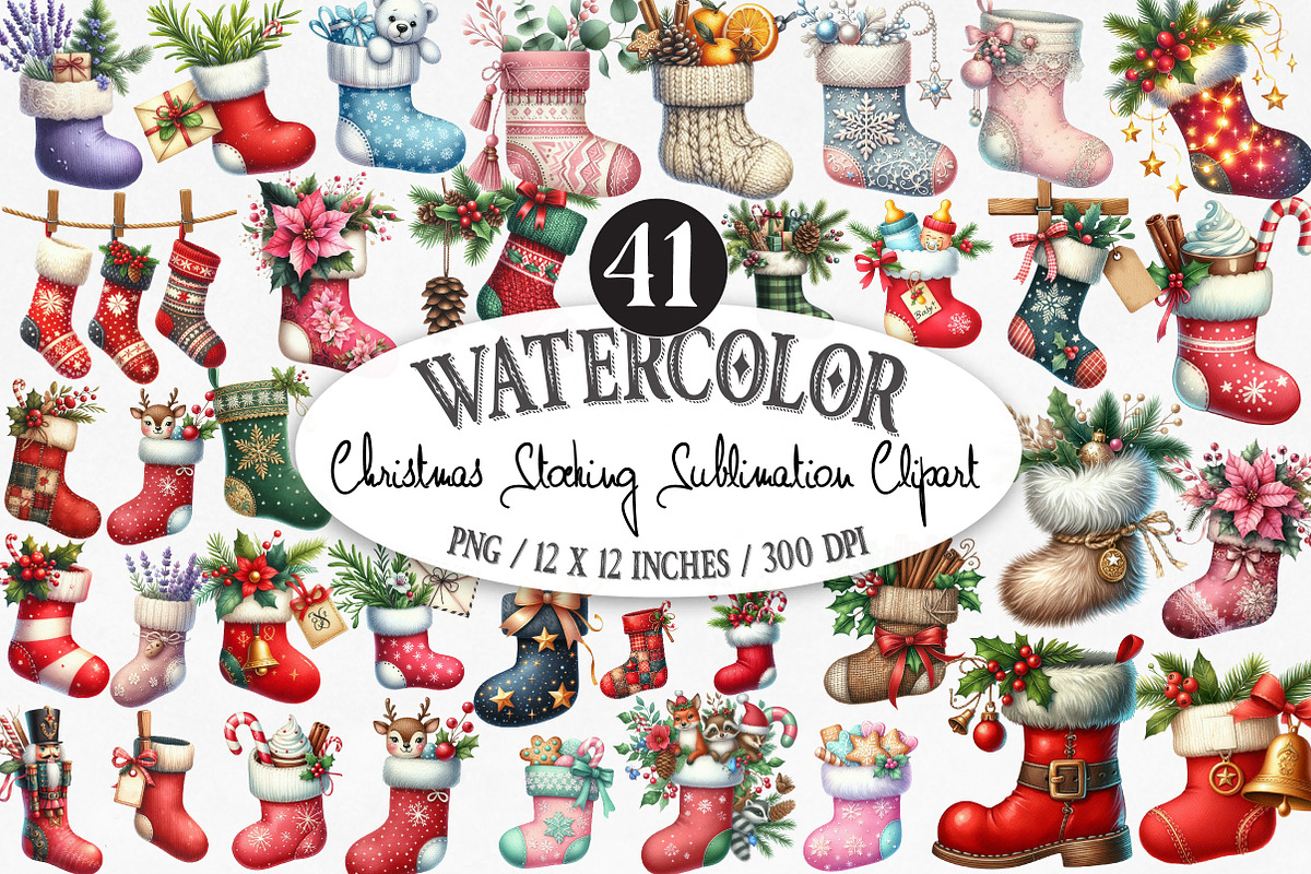 Christmas Stocking Sublimation, an Illustration by Designking (Photo 1 of 5)
