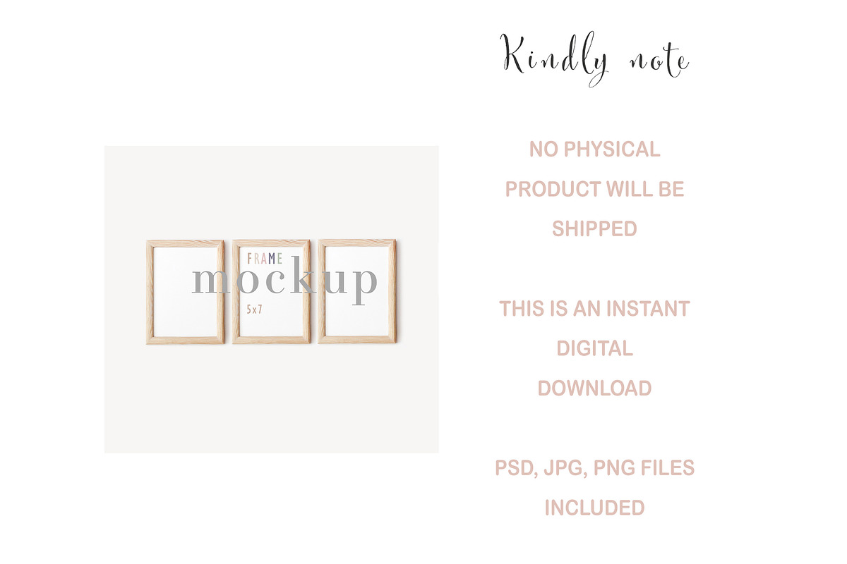Frame Mockup Wooden Light 5x7 Downlo, a Print Template by BirdieFrames (Photo 4 of 4)