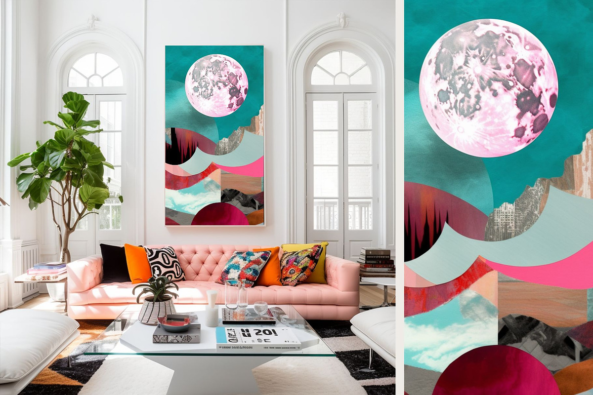 4 Pink Landscape Moon Wall Art, a Decorative Illustration by ARTOZEN DIGITAL (Photo 6 of 8)