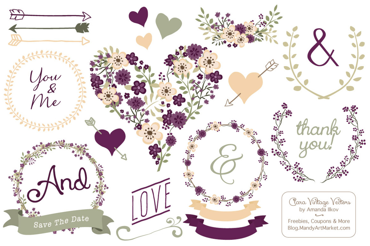 Deep Plum Vintage Vector Flowers, an Illustration by Amanda Ilkov (Photo 1 of 4)