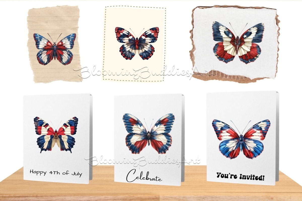 35 Patriotic Butterfly Art Bundle, a Decorative Illustration by Art Paradise Studios (Photo 6 of 8)