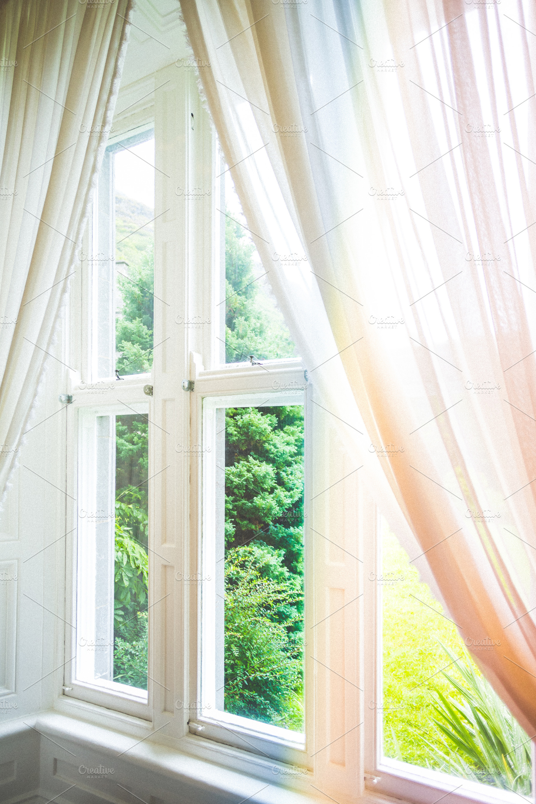 Window with curtains containing window, curtains, and antic, an Architecture Photo by 135pixels