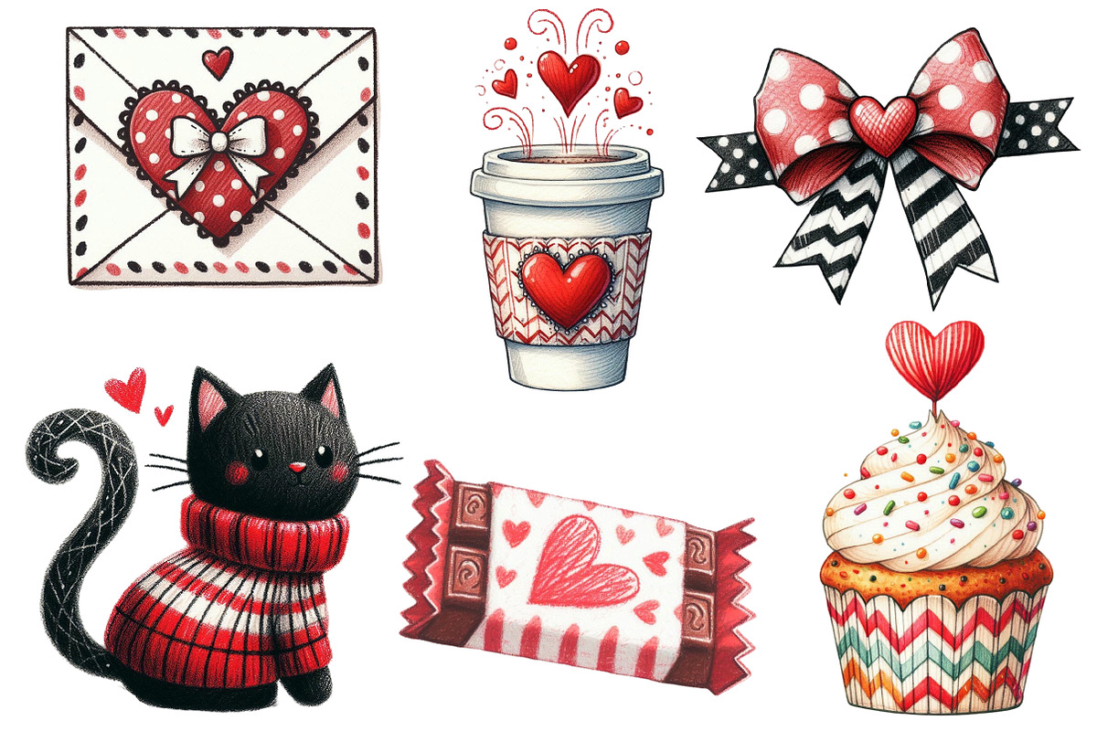 Hand Drawn Valentine's Day Clipart, an Illustration by Designworld (Photo 2 of 5)
