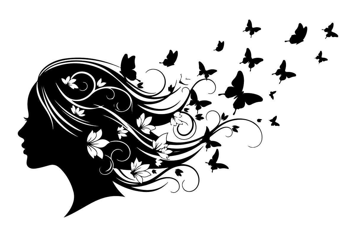 Woman Butterfly Hair Silhouette, an Object Illustration by yasushie (Photo 8 of 31)