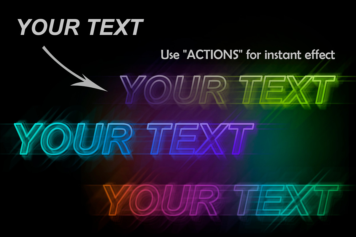 Neon Glow & Glitch Effects Photoshop, an Action Add-On by Alexiva (Photo 2 of 3)