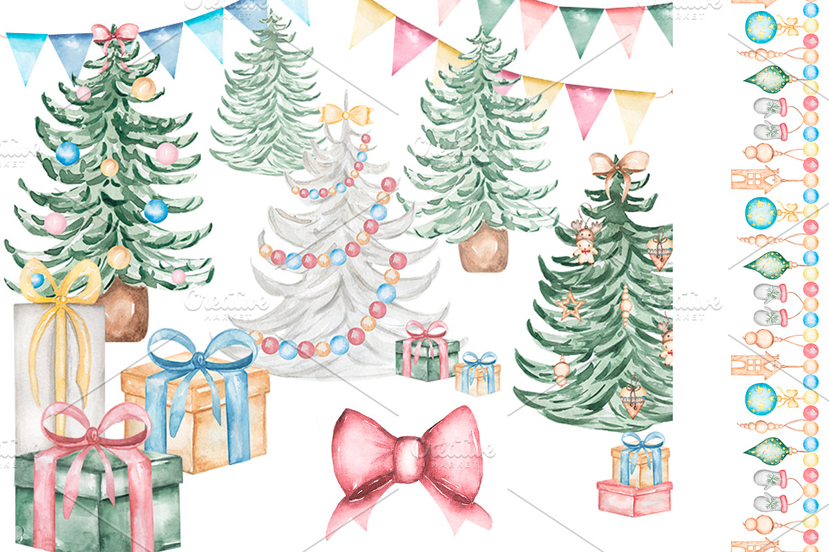 Watercolor Christmas Holidays, a Seasonal Illustration by MayaNavits (Photo 10 of 16)