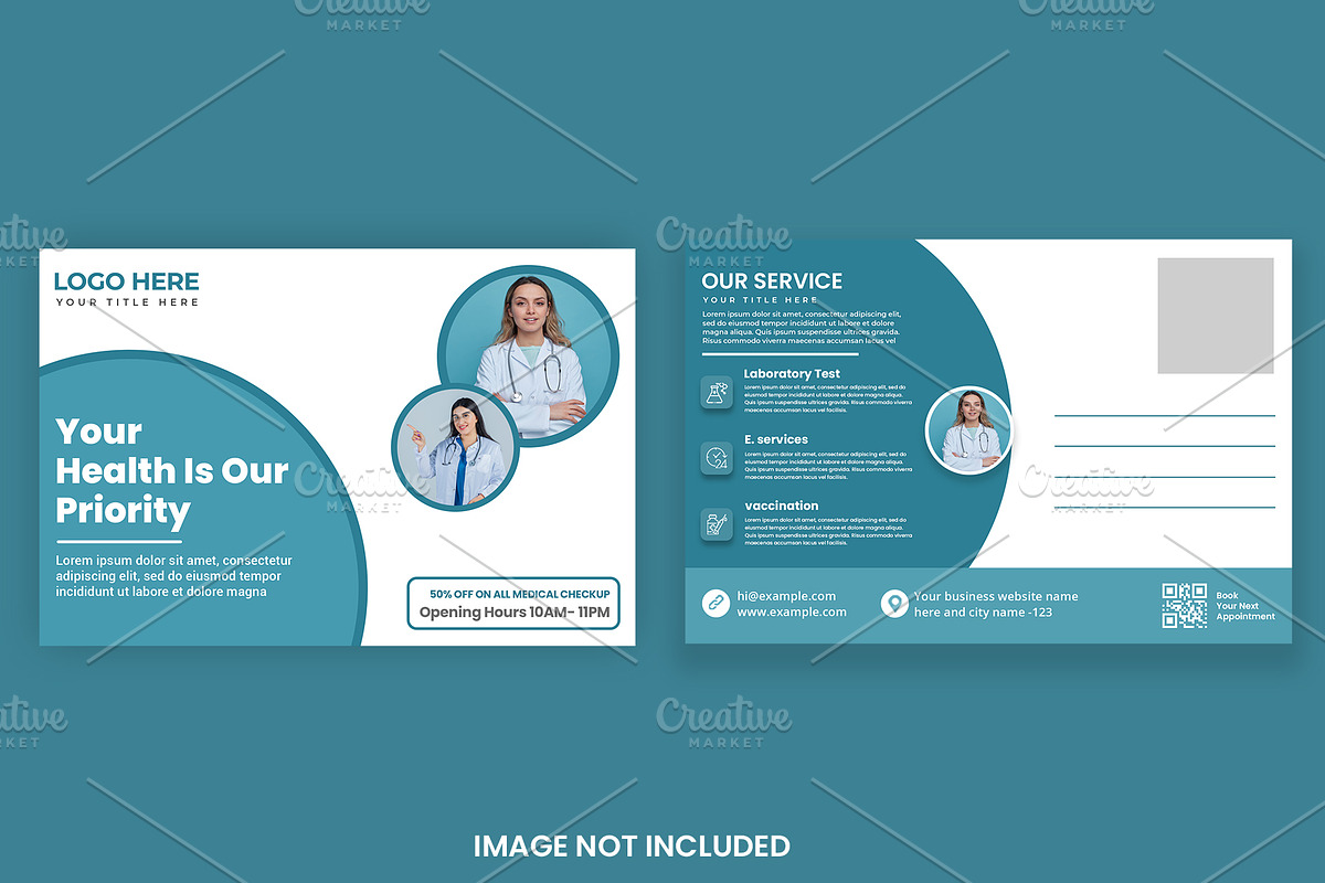 Medical healthcare postcard design, a Card Template by graphics city (Photo 2 of 2)