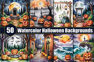 Watercolor Halloween Backgrounds, a Background Graphic by protabsorkar11