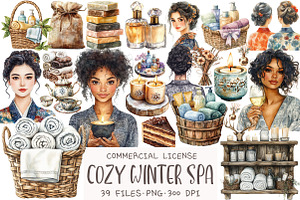Cozy Winter Spa Clipart, an Illustration by OK Design