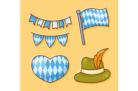 five oktoberfest celebration icons, an Illustration by studiogstock