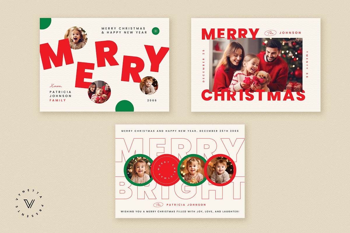 6 Simple Christmas Card/Holiday Card, a Card Template by Vynetta (Photo 2 of 4)