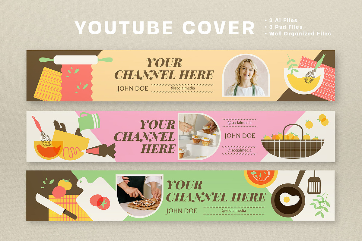 Cooking Class YouTube Cover, a Social Media Template by graphicook (Photo 2 of 3)