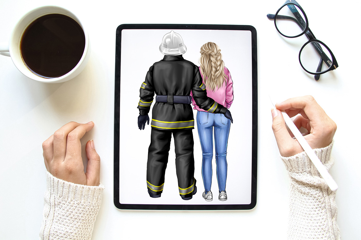 Firefighters friends clipart, a Person Illustration by Elenbushe