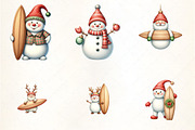 Christmas Snowman with Surfboard Cli, an Illustration by CrexoraLab (Thumbnail 4 of 5)