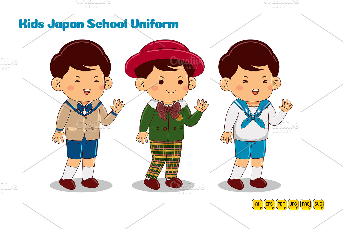 Kids Japan School Uniform Vector #01, a Person Illustration by MEDZ (Photo 1 of 3)