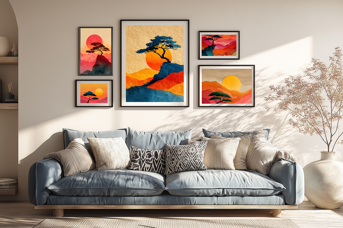 Sunset Mountain Illustration, a Decorative Illustration by Housui Patterns (Photo 8 of 12)