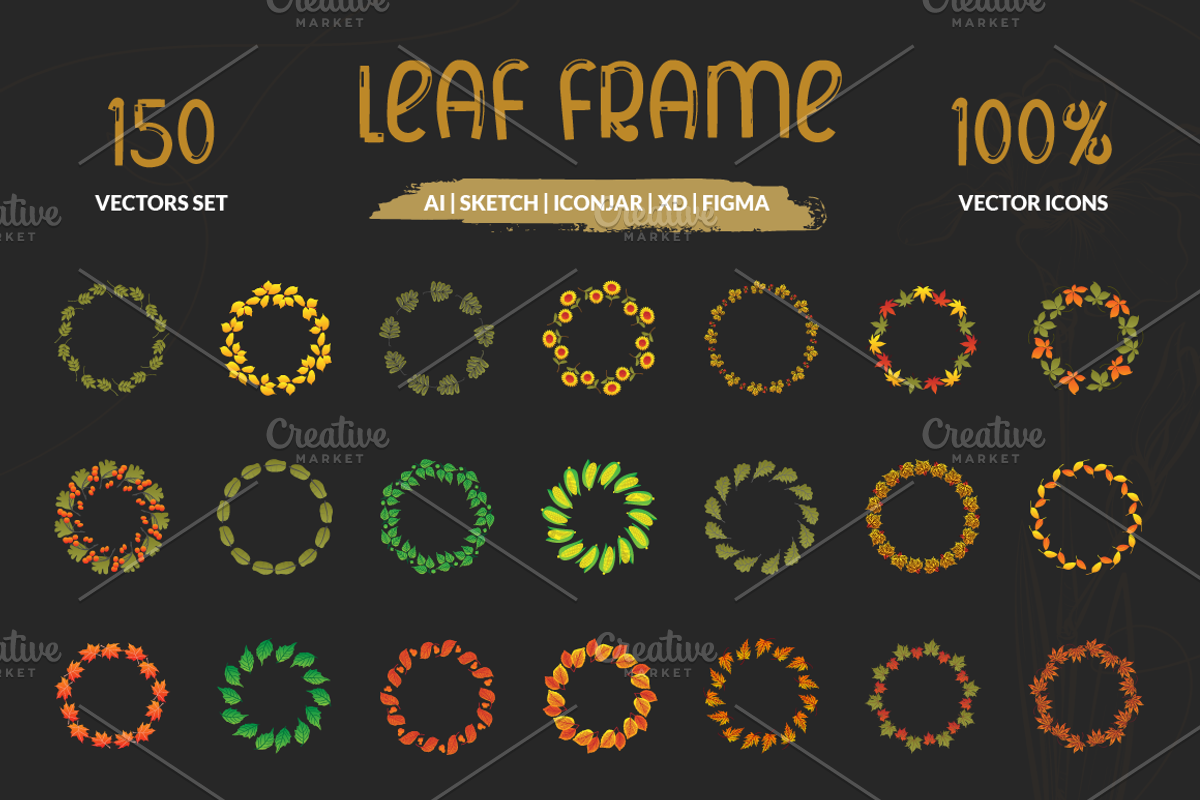 Leaf Frame Vector Set | Creative Market