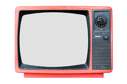 Retro old television containing aged, analog, and analogue