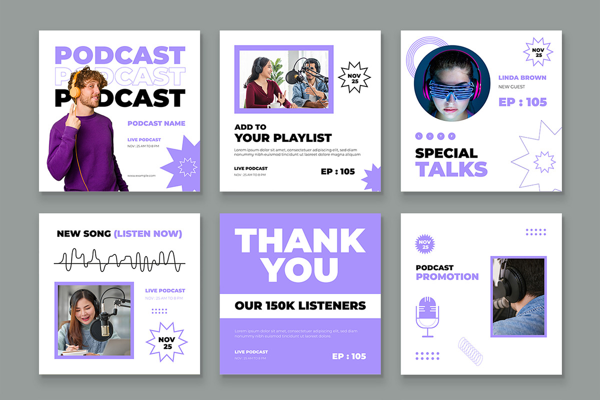 Podcast Live Social Media Post, a Social Media Template by CreativeShaper (Photo 2 of 3)