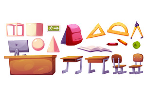School classroom interior elements, an Object Illustration by art PVP - market