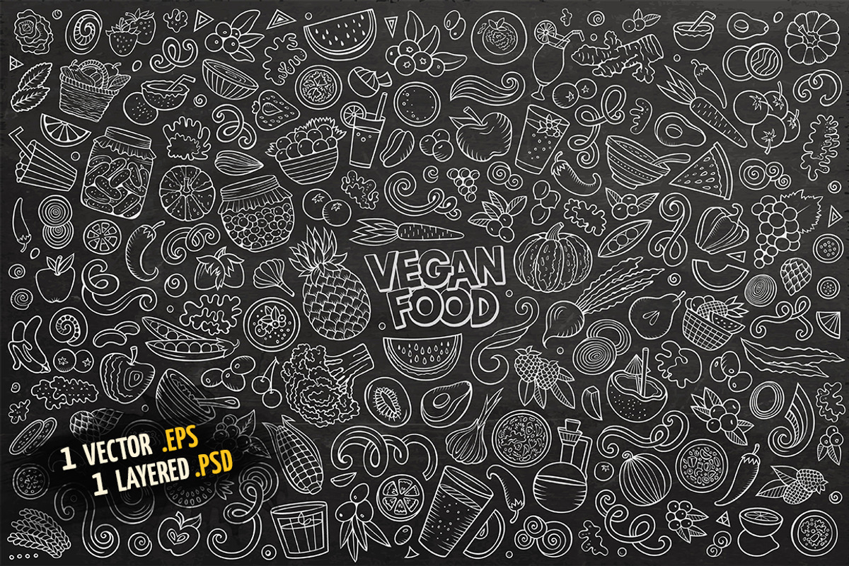 Vegan Food Objects & Elements Set, an Object Graphic by BALABOLKA (Photo 4 of 4)