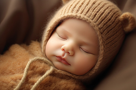 Newborn baby boy sleeping in a knitt, a Photo by Iftikhar Alam
