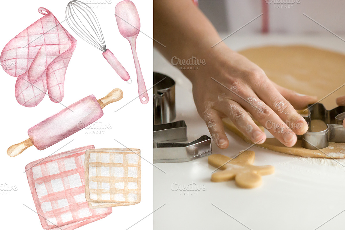 Watercolor Baking Collection, a Food Illustration by MayaNavits (Photo 4 of 8)