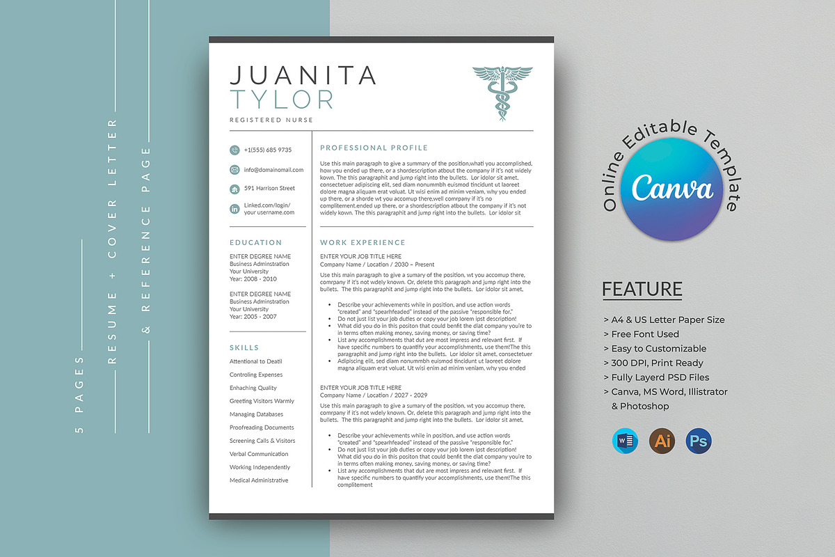 Nurse Resume Template Canva, a Resume Template by DesignDevisers (Photo 1 of 13)