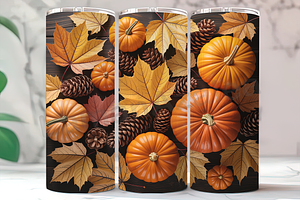 Spooky Pumpkin Autumn Leaves Tumbler, an Arts & Entertainment Photo by LamanAzalea