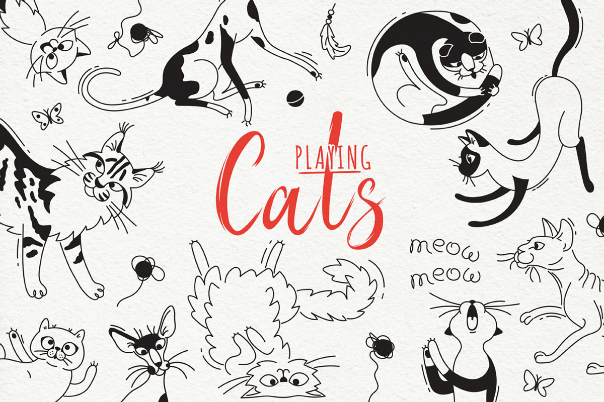 Cats Playing, an Animal Illustration by Baksiabat (Photo 1 of 5)
