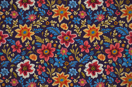 Flower embroidery seamless pattern