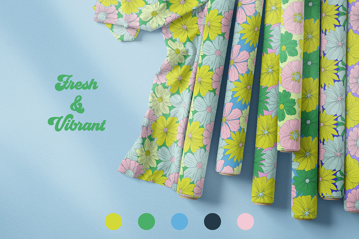 Fresh Summer Retro Floral Patterns, a Pattern Graphic by Tiger and Flower (Photo 8 of 20)