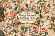 VINTAGE BOTANICAL EPHEMERA FLORAL, a Background Graphic by Printable Treasure (Thumbnail 1 of 3)