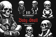 10 Bundle Dark Art Baby Skull Kids, an Illustration by Morspective (Thumbnail 1 of 7)